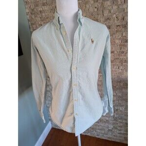 Ralph Lauren Womens Striped 100% Cotton Oxford Button Down Shirt Preppy Academia
